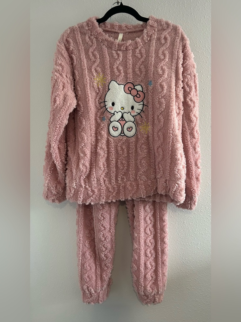 Hello Kitty Plush Pink Cable-Knit Pajama Set